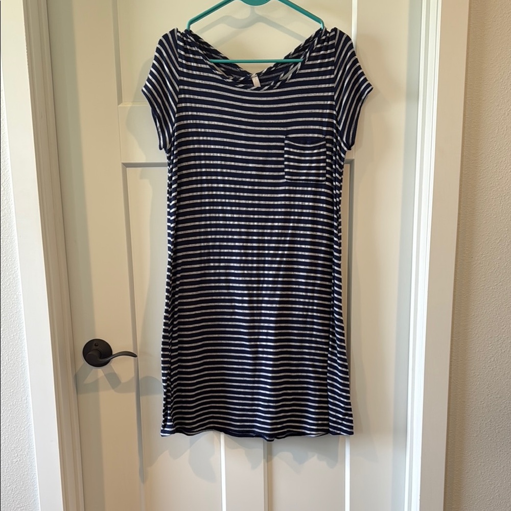 Navy and White Striped T-Shirt Dress